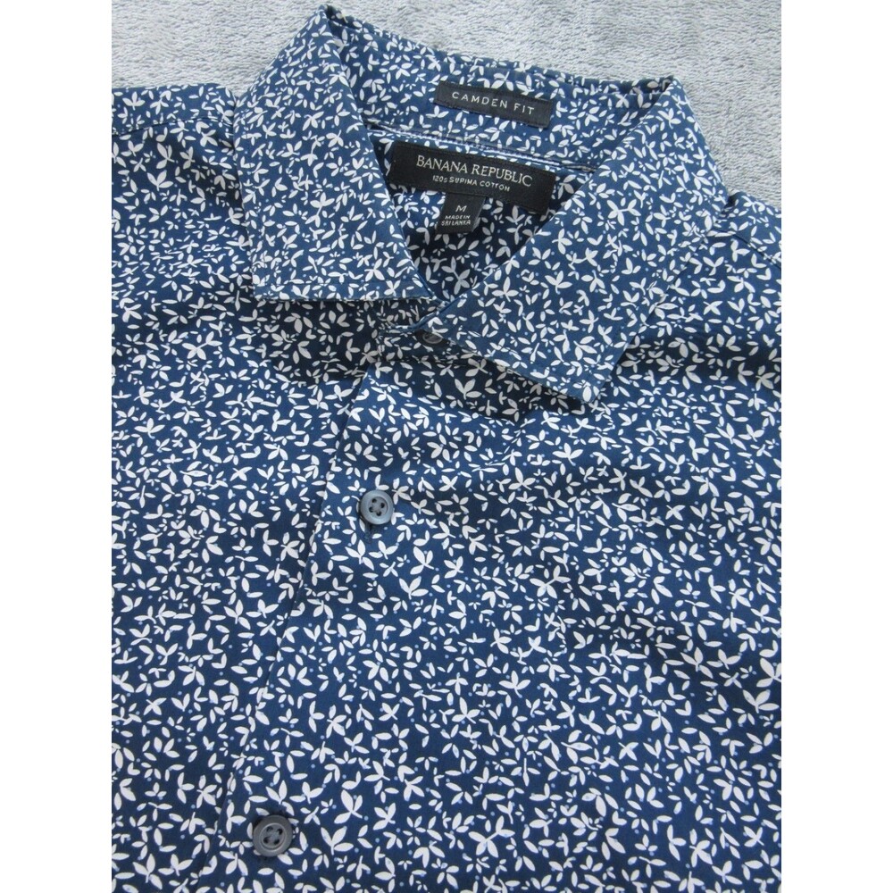 Banana Republic Shirt Mens Medium Camden Fit Button Down Long Slv Floral Blue